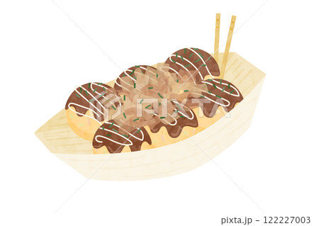 美味しそうなたこ焼きのベクターイラスト 122227003
