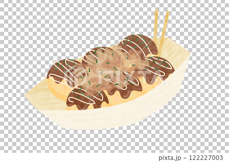 美味しそうなたこ焼きのベクターイラスト 122227003