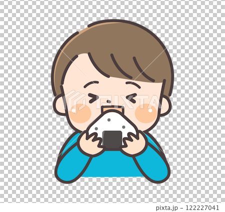 Boy eating rice balls Boy eating rice balls 122227041