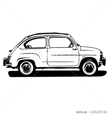 1960 Fiat 600 - Classic Car, Stencil, Silhouette, Vector Clip Art for tshirt and emblem 122227113
