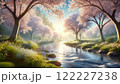 桜が美しい春の川辺 122227238