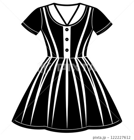 Stylish black women's short-sleeved dress illustration. Stylish black women's short-sleeved dress illustration. 122227612