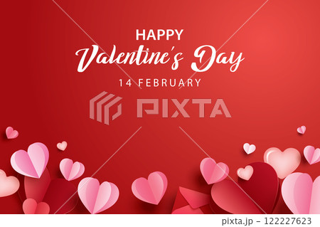 Valentines day greeting card banner template with heart and text on red background. Valentines day greeting card banner template with heart and text on red background. 122227623