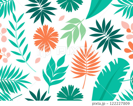 Vibrant Tropical Floral Pattern Background 122227809