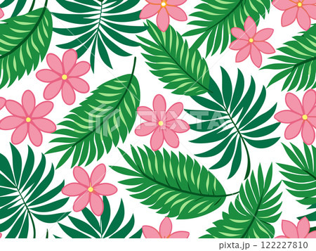 Vibrant Tropical Floral Pattern Background 122227810