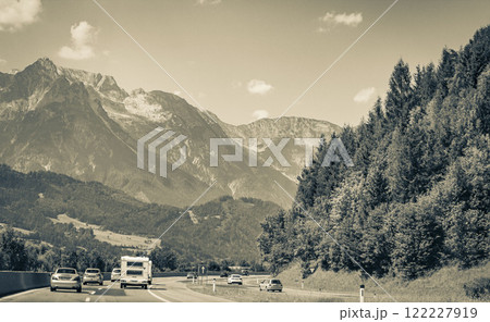 Mountain range panorama while driving thru Salzburg in Austria. Mountain range panorama while driving thru Salzburg in Austria. 122227919
