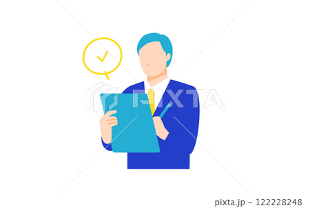 書類をチェックするビジネスマンのフラットデザインイラスト 書類をチェックするビジネスマンのフラットデザインイラスト 122228248