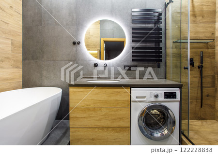 Luxury bathroom interior design and ceramic tile wall 122228838