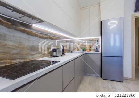 Modern renovated kitchen with flat design 122228860