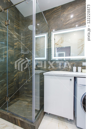 Luxury bathroom interior design and ceramic tile wall 122228873
