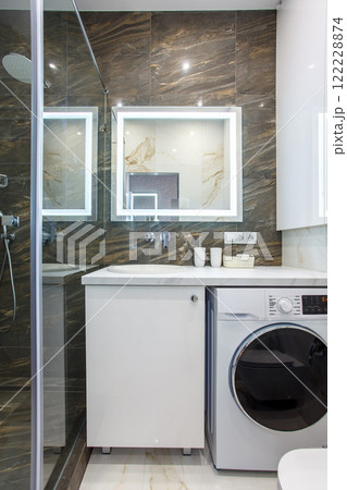 Luxury bathroom interior design and ceramic tile wall 122228874