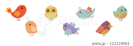 Cute Little Bird with Tail and Wing Vector Set Cute Little Bird with Tail and Wing Vector Set 122229061