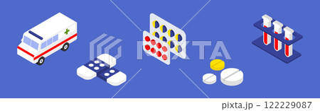 Medical Drug and Medicine for Hospital Treatment Vector Set 122229087