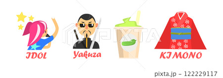 Japanese Famous Object and Symbol with Inscription Vector Set 122229117