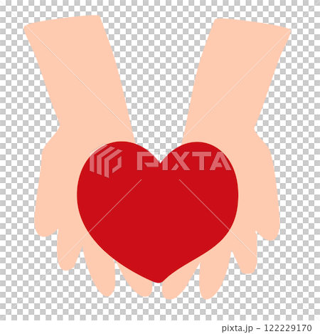 雙手捧著一顆紅心的手繪插畫 122229170