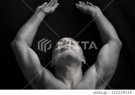 Surrendering to the silence, a man's body...のイラスト素材 [122229534] - PIXTA