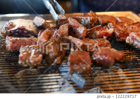 Korean traditional BBQ food. raw beef ribs Korean traditional BBQ food. raw beef ribs 122229717