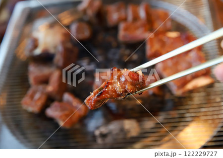 Korean traditional BBQ food. raw beef ribs 122229727