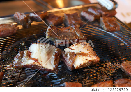 Korean traditional BBQ food. raw beef ribs 122229730