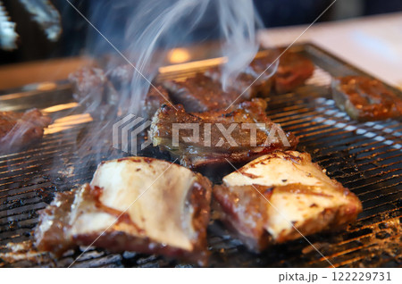 Korean traditional BBQ food. raw beef ribs 122229731