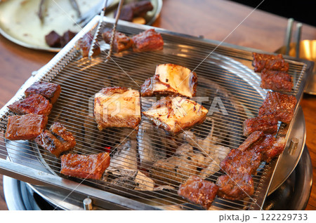 Korean traditional BBQ food. raw beef ribs 122229733