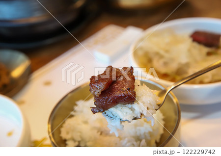 Korean traditional BBQ food. raw beef ribs Korean traditional BBQ food. raw beef ribs 122229742