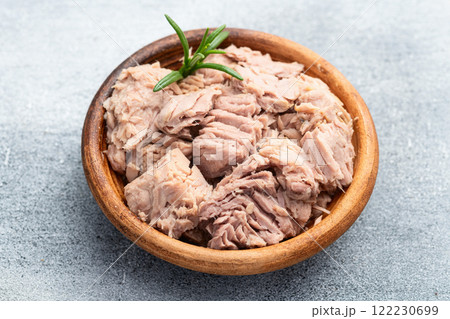 Canned tuna in bowl photography . Top view Canned tuna in bowl photography . Top view 122230699