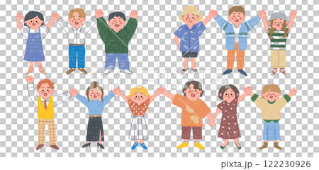 快樂的人手牽手的插圖集 122230926