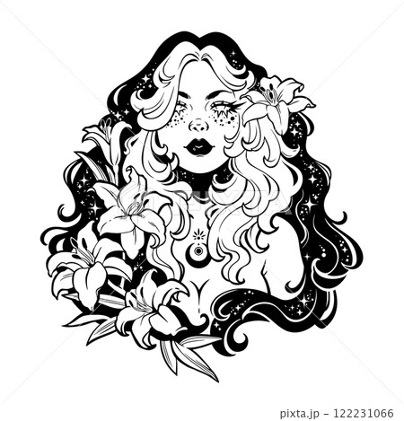 Beautiful girl with flowers in hair 122231066