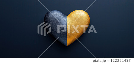 glowing metallic heart split in two colors,...のイラスト素材 [122231457] - PIXTA