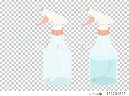 Pastel-colored transparent spray bottles (with and without water) and mist parts (no main lines) 122231625