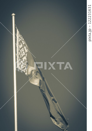 Flag of Belarus blue sky belarusian flag red white green. Flag of Belarus blue sky belarusian flag red white green. 122231631