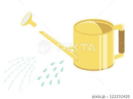 ブリキ製の黄色いジョウロと水やりのパーツ(主線なし) ブリキ製の黄色いジョウロと水やりのパーツ(主線なし) 122232420