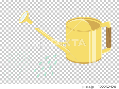 ブリキ製の黄色いジョウロと水やりのパーツ(主線なし) ブリキ製の黄色いジョウロと水やりのパーツ(主線なし) 122232420