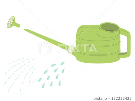 プラスチック製の緑色のジョウロと水やりのパーツ(主線なし) プラスチック製の緑色のジョウロと水やりのパーツ(主線なし) 122232423