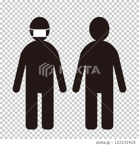 Vector illustration of people wearing masks and people not wearing masks, transparent background 122232428