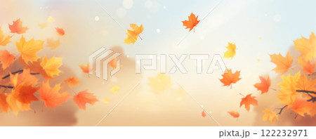 Golden Autumn Leaves Falling 122232971