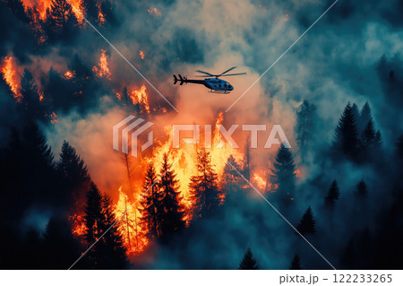Drone view of forest fire 122233265