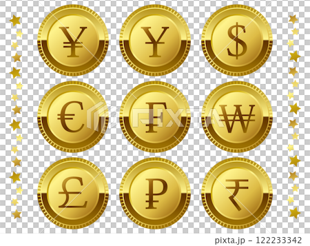 A set of 9 luxurious coin icons 122233342