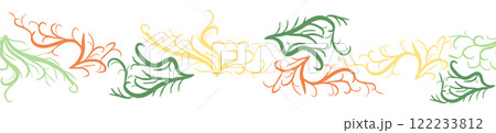 Seamless horizontal banner pattern with shells, seaweed, fish, corals and starfish. Marine life Seamless horizontal banner pattern with shells, seaweed, fish, corals and starfish. Marine life 122233812
