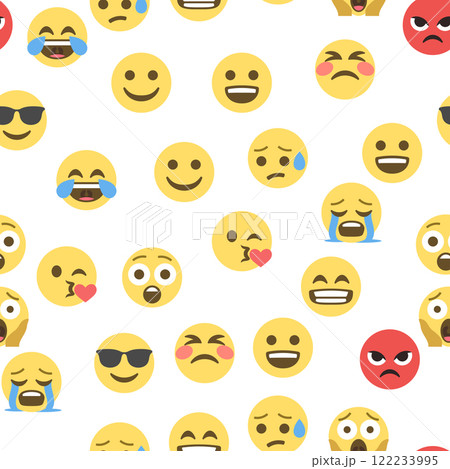 Seamless pattern of emoticons and emoji, emoji vector illustration, emoji background for social network Seamless pattern of emoticons and emoji, emoji vector illustration, emoji background for social network 122233995