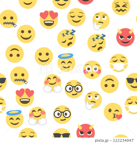 Seamless pattern of emoticons and emoji, emoji vector illustration, emoji background for social network 122234047