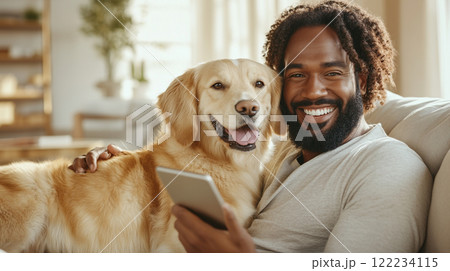 Man and Dog Relaxing 122234115