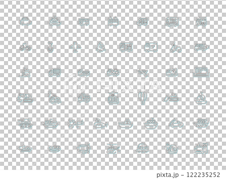 カラーシャドウ乗り物関連のイラストアイコンセット 122235252