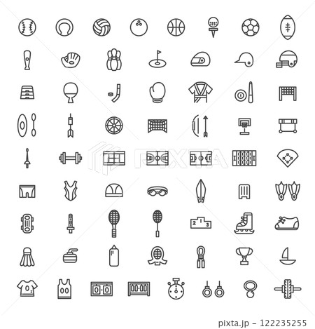 線画スポーツ関連のイラストアイコンセット 122235255