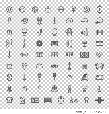 線画スポーツ関連のイラストアイコンセット 122235255