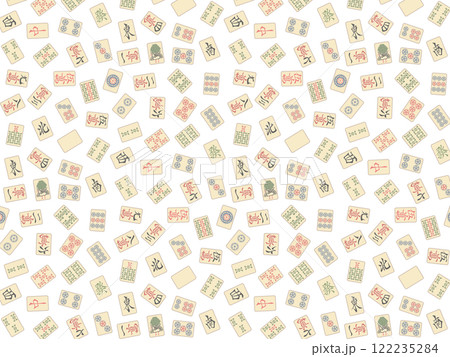 アンティーク風の古びた麻雀牌壁紙イラスト 122235284