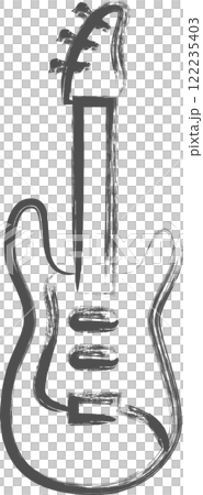 楽器関連の筆書き単品イラスト　エレキギター 122235403