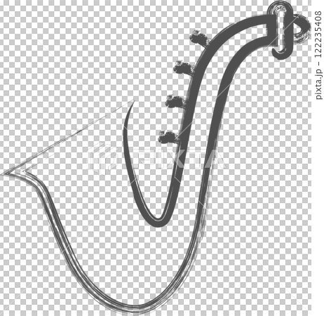 楽器関連の筆書き単品イラスト　サックス 122235408