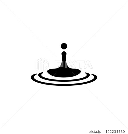 Minimalistic black vector icon depicting water drop ripple 122235580